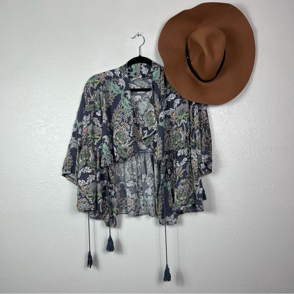 JAASE Kimono Rayon Multicolor Floral leafy print Open front flowy large